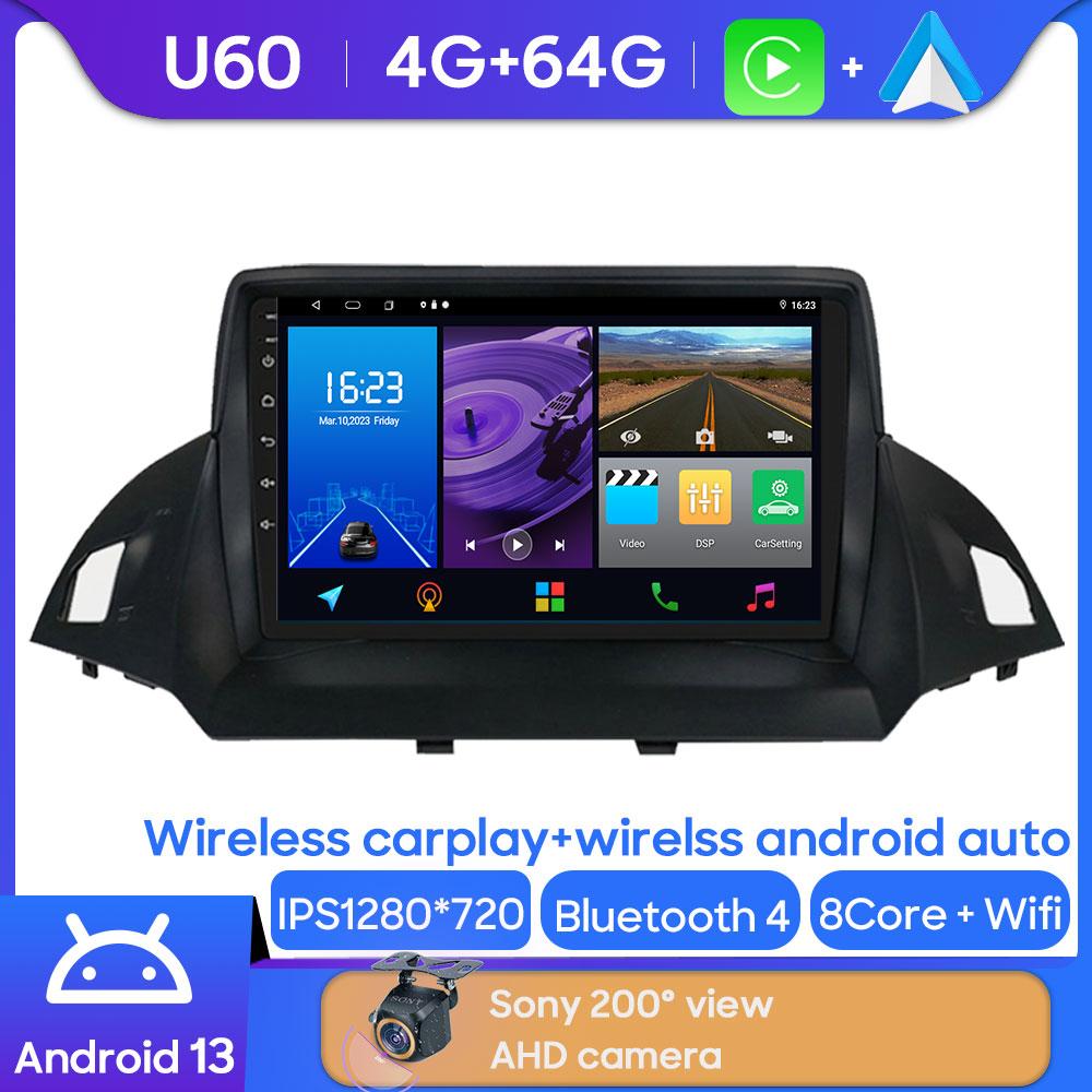 Android Мультимедиа Для Ford Kuga 2 Escape 3 2012 - 2019 Автомагнитола CPU Радио QLED Плеер Навигация Carplay Auto HDR 5G Приборная панель BT