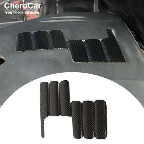 For Dodge Challenger/Charger 2009-19 Engine Shroud Panel Cover Trim Carbon Fiber