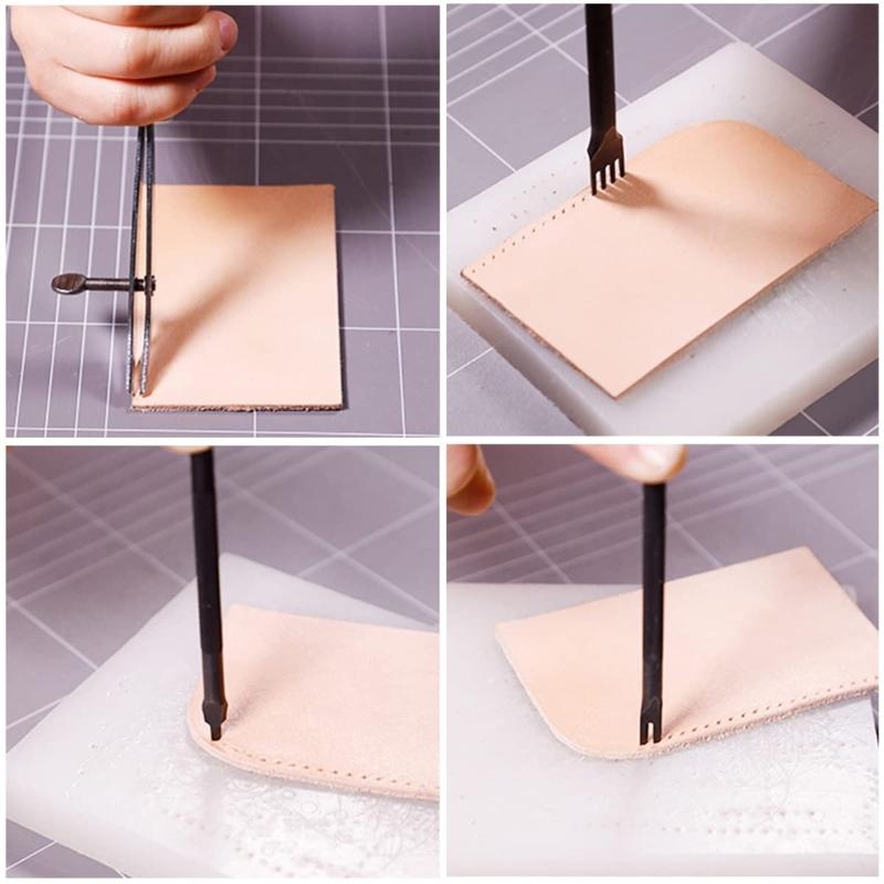 Дырокол для кожи, прочные инструменты из углеродистой стали для кожевенного дела и изготовления сумок, 1/2/4/6 зубьев