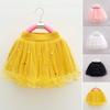 Kids Skirt Elastic Waist Mid-rise Solid Color Beaded Tutu Skirt Sweet Style Multi-layered