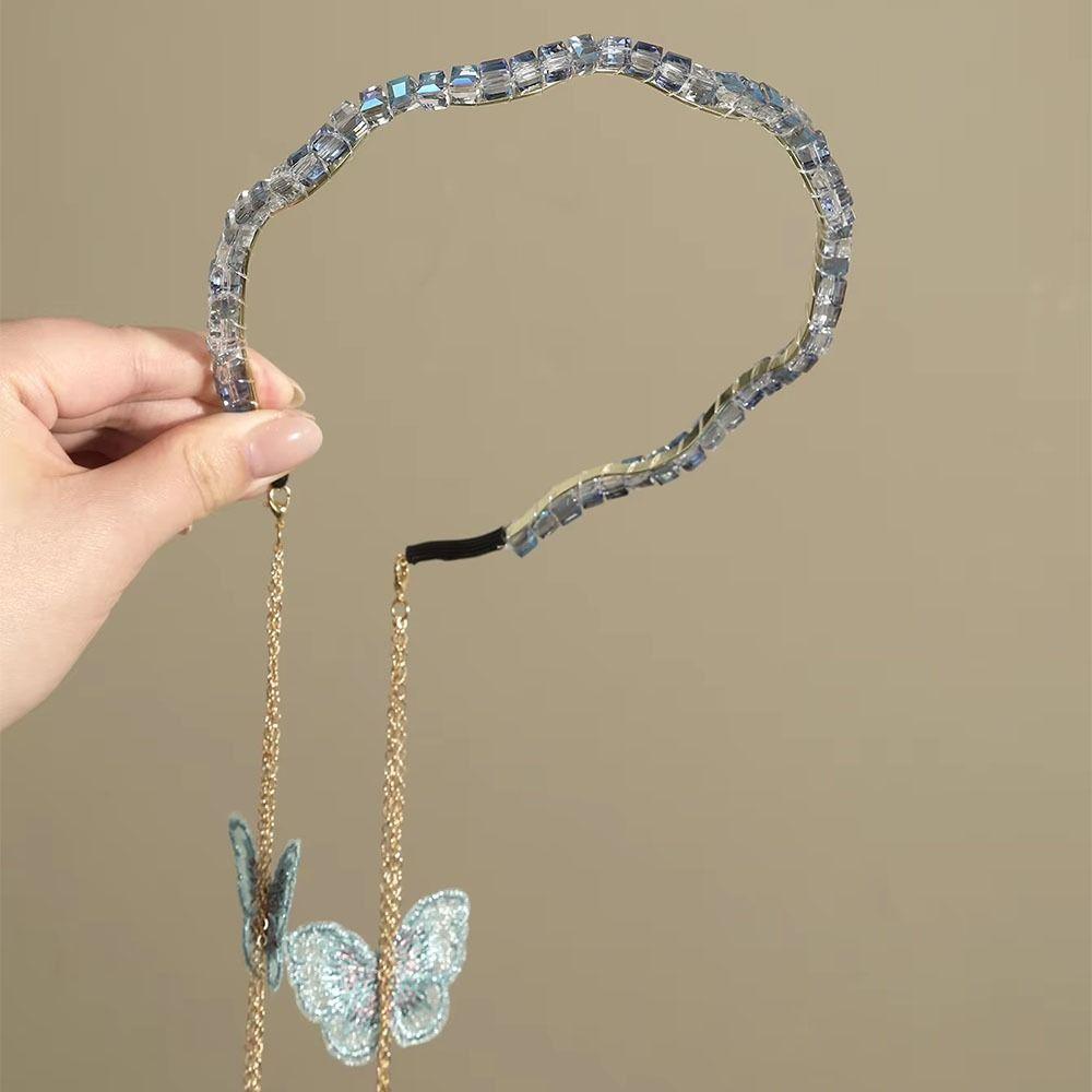 Chain Butterfly Tassel Headband Simulated Butterfly Women's Hair Hoop Party Wear