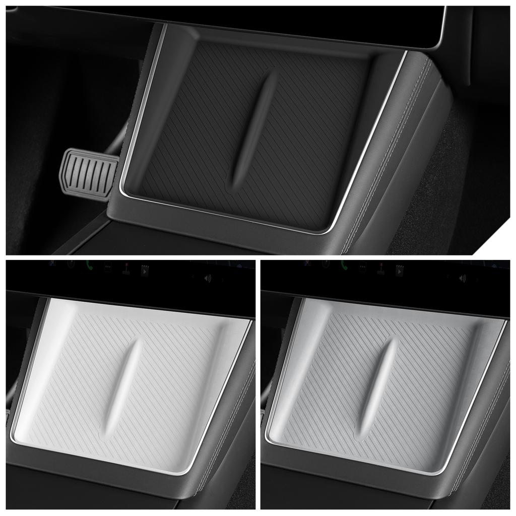 LUCKEASY for Tesla Model Y Launch 2025 Juniper Car Anti Dirt Pad Mobile Wireless Charging Anti-Slip Mats Silicone Accessiories