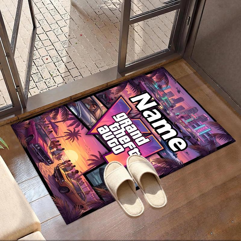 Custom Name Personalized Grand Theft Auto VI Print Carpet, Versatile Home Decor Rug, for Playroom, Apartment, Balcony, Entryway, Hallway Gift