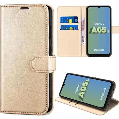 Чехол - BOOLING - для Samsung Galaxy A05s - Противоударный - Золотистая искусственная кожа - Отделения для карт