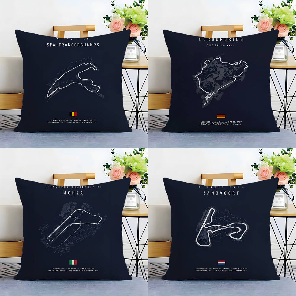Formula 1 Imola Monaco Circuit F1 Pillow Case Sofa Decorative Home Double-sided Printing Short Plush Cushion Pillow Cover Gift
