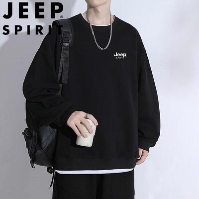 Мужская толстовка JEEP SPIRIT с многослойным дизайном, круглым вырезом и длинным рукавом