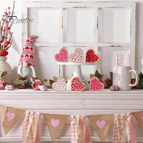 6 шт./компл. День святого Валентина, украшение в виде сердца, деревенский дом, форма сердца, табличка на стол, многоярусный поднос, центральный элемент, украшение для рабочего стола