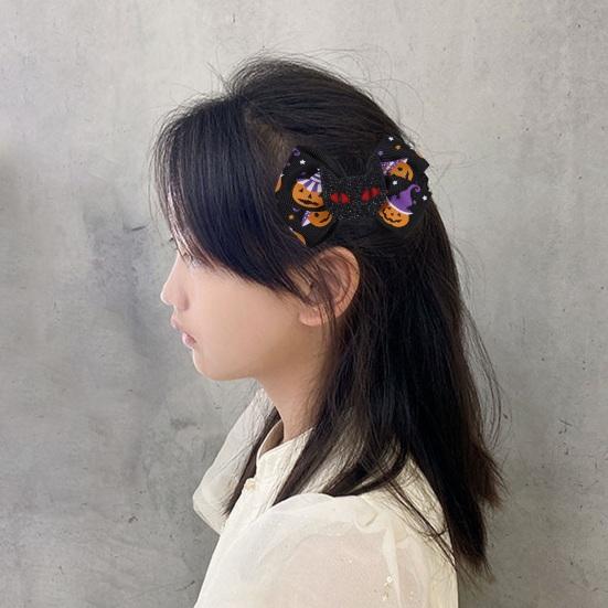 2/6 шт., заколка для волос на Хэллоуин, изысканная работа, заколки для волос с бантом на Хэллоуин, милые аксессуары для волос для девочек и женщин