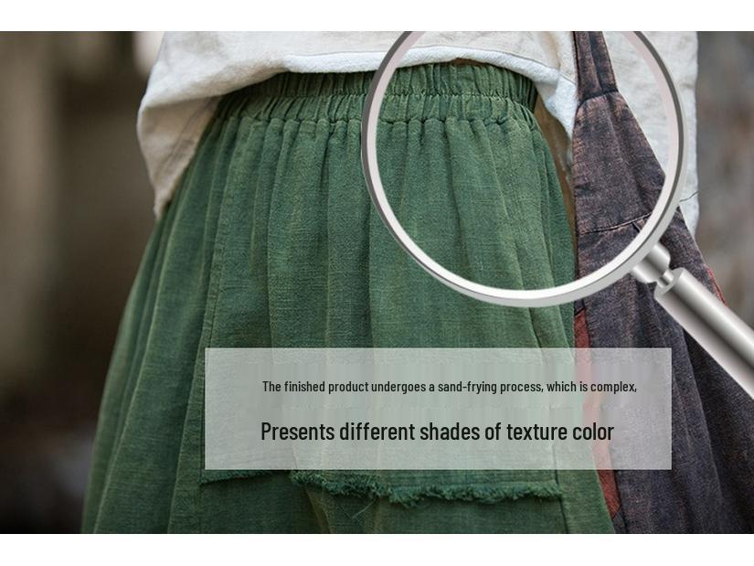 Женская повседневная юбка миди из рами, хлопка и льна: Выстиранный песком, Универсальный для дома или путешествий, Идеально подходит для весны и лета