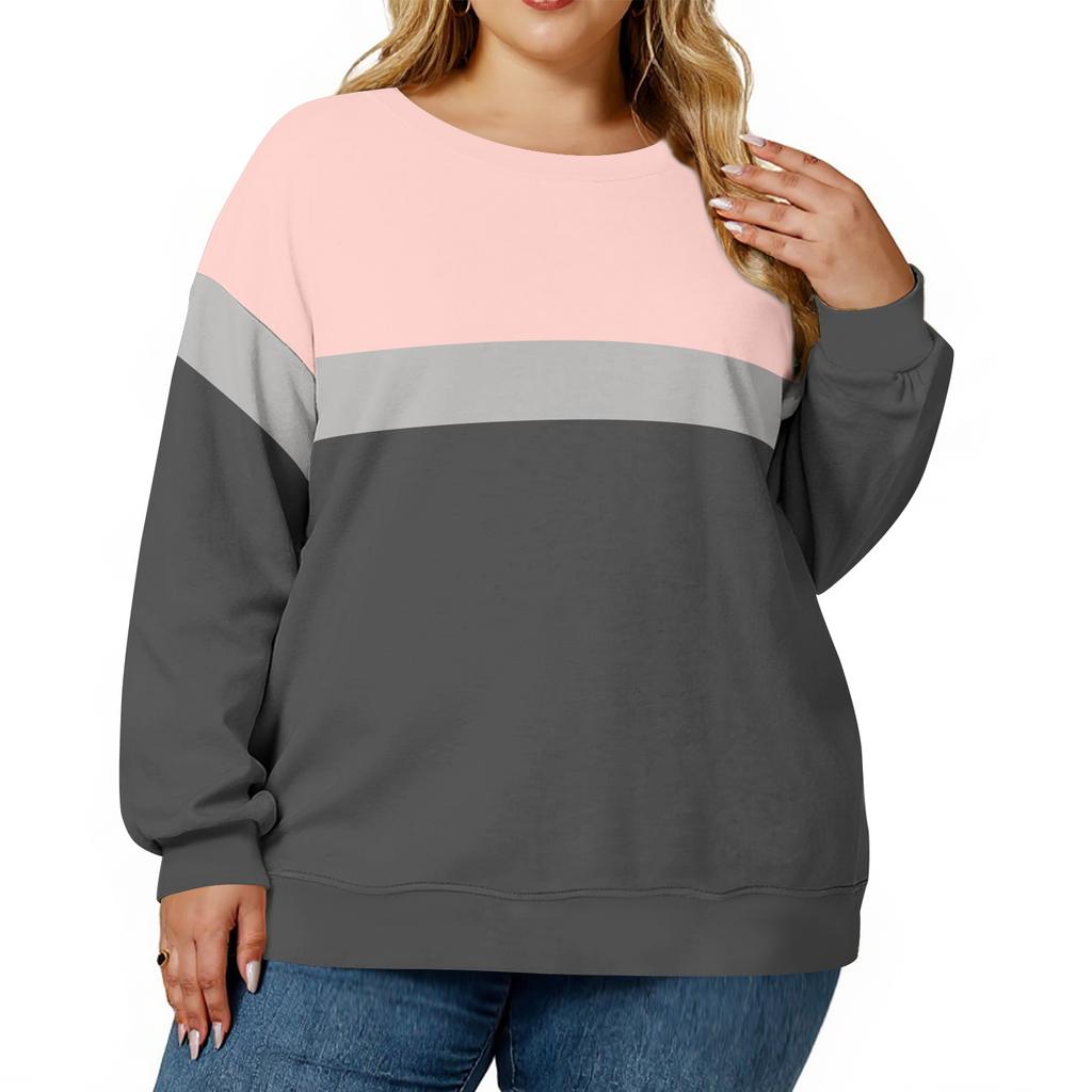 Plus Size Sweatshirt For  Women Oversized Crewneck Long Sleeve Pullover Tops