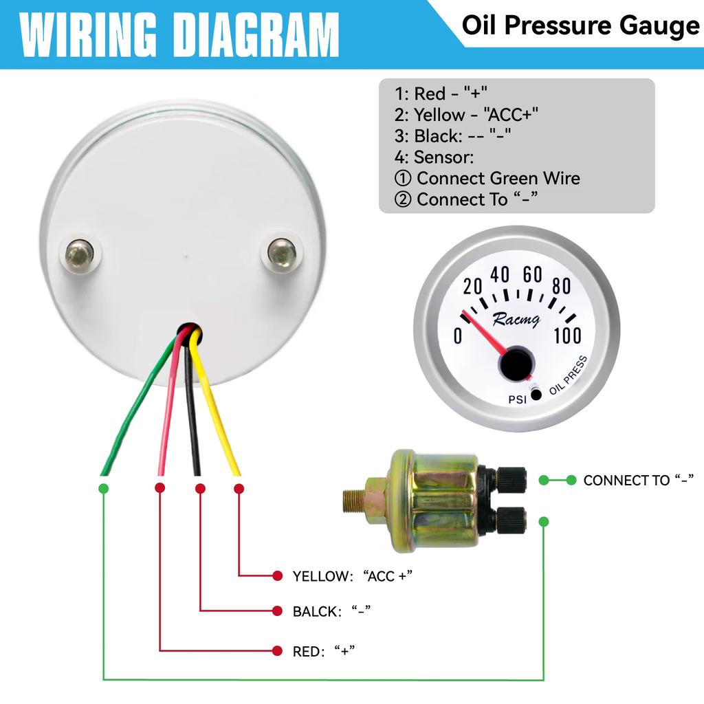 2'' 52mm Car Triple Gauge Kit 3in1 Tachometer RPM Water Temp Oil Pressure Gauge Car Accessories Shipping from US