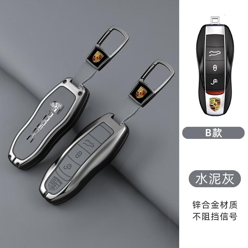 Leather Car Key Case Cover Shell Keychain Fob For Porsche Panamera Spyder Carrera Macan Cayman Cayenne 911 970 981 991 Accessory