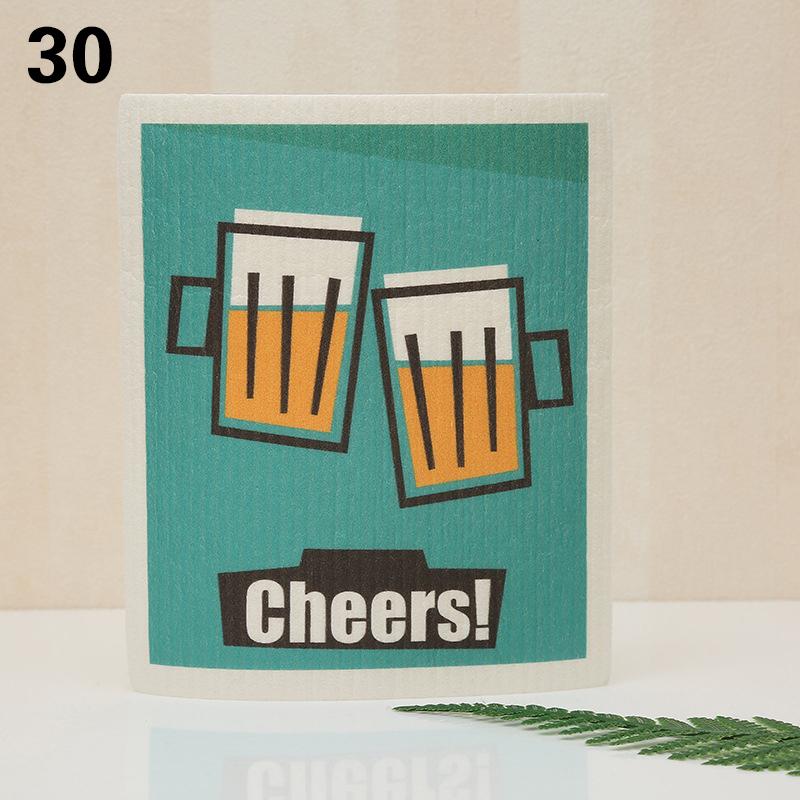 1 шт. многоразовая губка для мытья посуды кухонная напечатанная впитывающая тряпка для мытья посуды целлюлозные салфетки для уборки