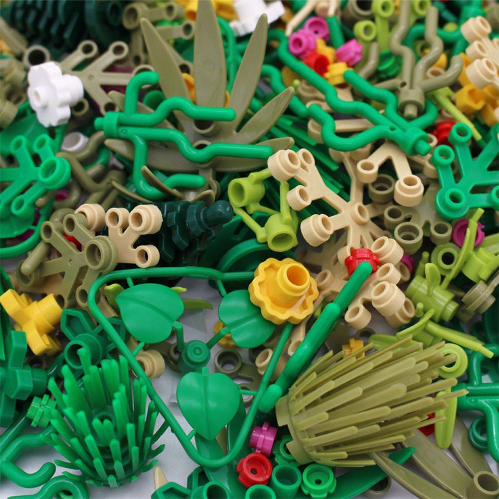 Аксессуары Растения MOC Кирпичи Трава Дерево Лист Цветок Куст Джунгли Строительные Блоки Городской Дом Улица Детская Головоломка Собираемые Игрушки