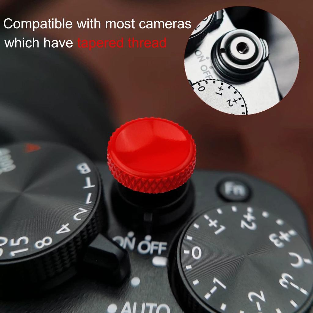 Yullmu Camera Shutter Pure Copper Soft Compatible with Fuji Leica Nikon and More Comfortable and Easier Installation Button, 2-Pack (Red & Black),
