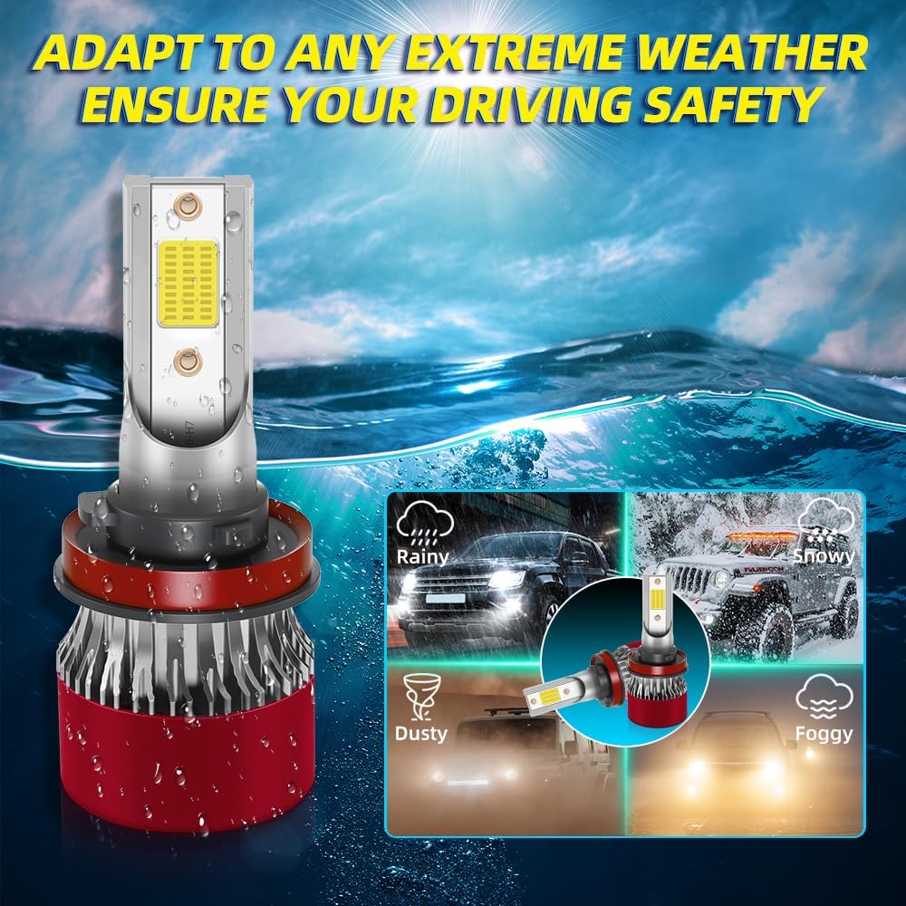 Light Bulbs Compatible for Chevrolet Silverado 1500 2500 3500HD H11/H9 High Beam H11/H9 Low Beam Fog Light Brightness 800% with Fan Plug and Play
