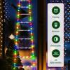 Santa Claus Doll Climbing Ladder LED String Lights Indoor Outdoor, USB/Solar Charging with Remote, Window Garden Christmas Decor