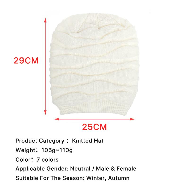 Fashion Knit Autumn Winter Crochet Solid Warm Baggy Beanie Hat Slouch Cap Ski Cap Christmas Gift Women Men