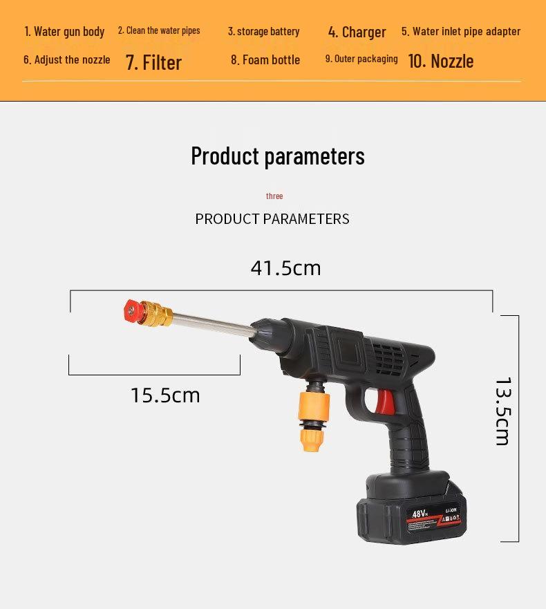Портативный беспроводной пистолет-распылитель высокого давления для автомойки