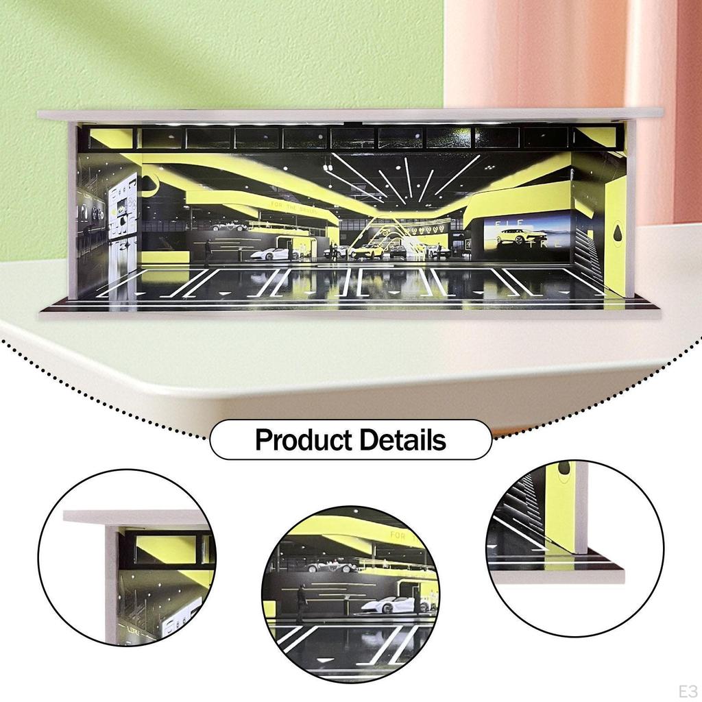 1/64 Model Car Display Case Organizer Garage Diorama Ornament Decoration Scenario Dustproof Parking