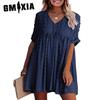 Summer Chiffon Wool Ball Simple Knee-length Loose Large Size V-neck Dresses