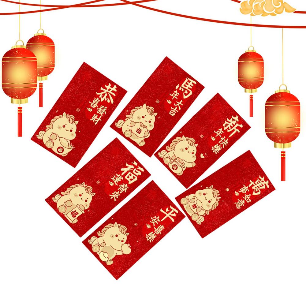 Red Envelopes 2026 Year Of The Horse Gold Foil Embossing Chinese Traditional Money Red Envelope Pockets For Marriage Engagement