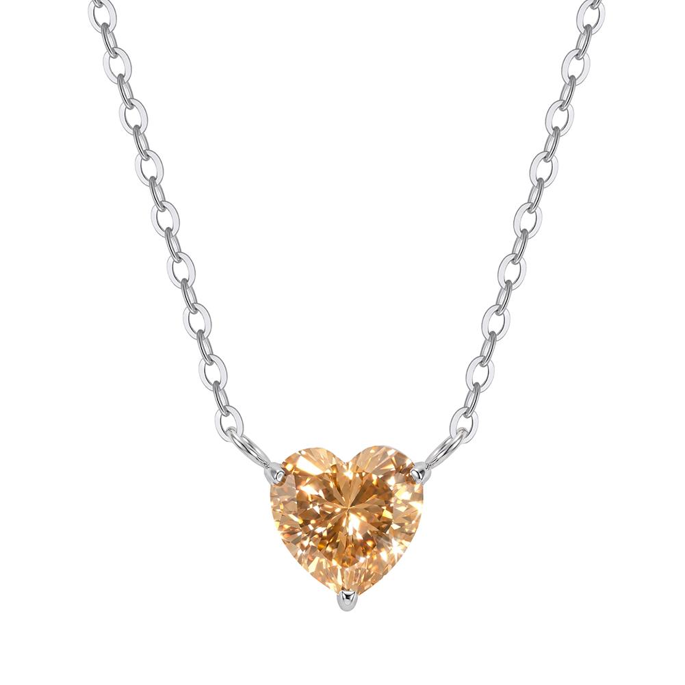 Vibrant Pink Heart AAA Cubic Zirconia Solitaire Pendant Necklace 316 Stainless Steel Adjustable Chain Necklaces