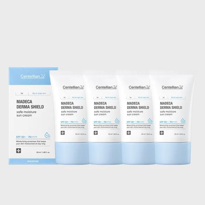 CENTELLIAN24 Madeca Derma Shield Safe Moisture Sun Cream 50ml (SPF50+) 4ea 24H UV Protection Moisture Hydrating Vegan Essence