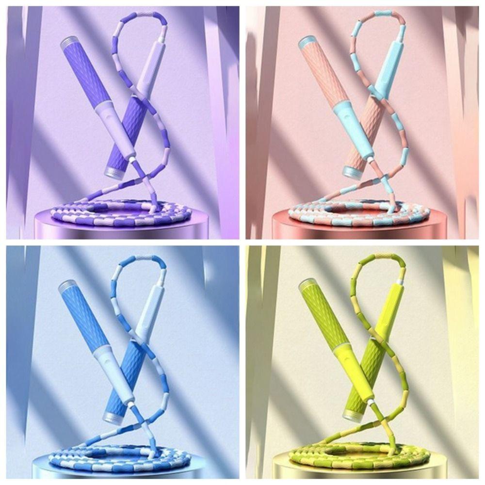 Не запутанная скакалка, регулируемая мягкая сегментированная скакалка для фитнеса с бисером, детская