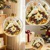 3D Holiday Character Figurines Christmas Faux Crystal Ball Hanging Ornaments with Warm LED Decorative Gift Souvenirs Lights, Luminous Tree Pendant for