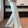 Women's Fringed Knit Wide Leg Pants High Waisted Straight Leg Pants