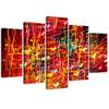Five Piece Picture Canvas Print Red Abstraction