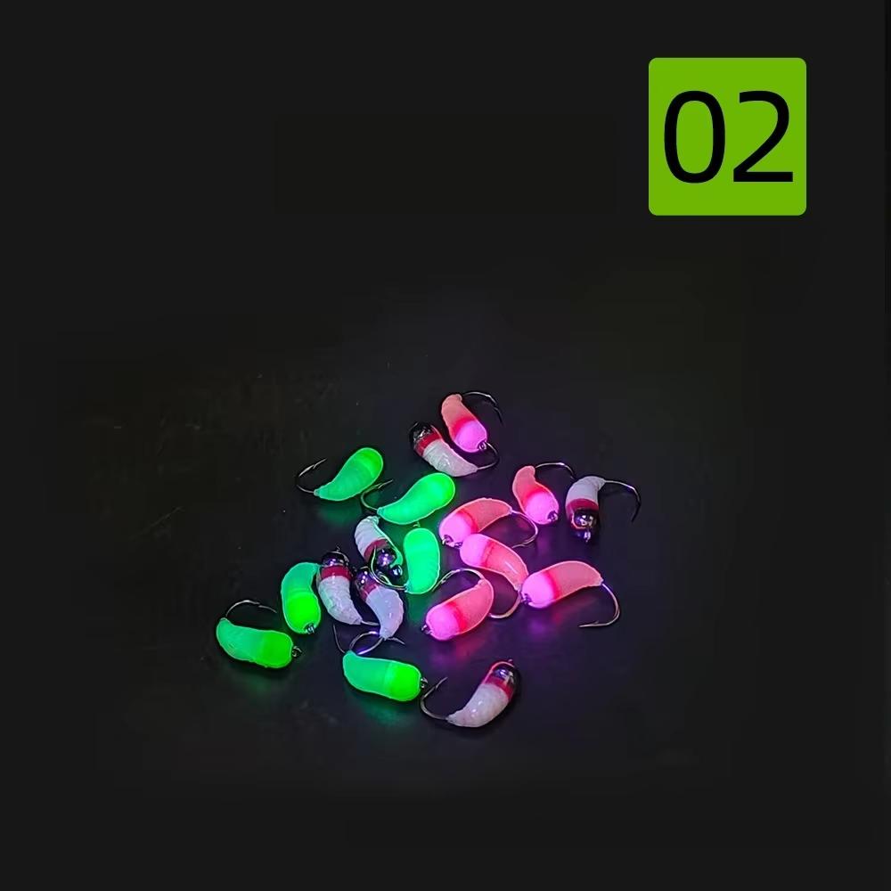 1.1g Luminous Sinking Nymph Weighted Copper Head Ice Fishing Jigs Larvae Bait Ice Fly for Panfish Perch Winter Fishing Tackle