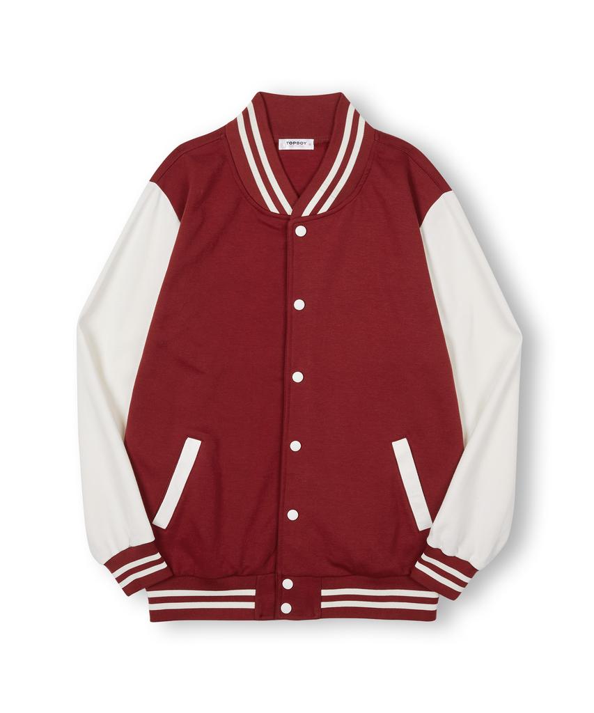 Topboy Обычный хлопковый джемпер в стиле varsity с цветовыми блоками Цвет: бордовый
