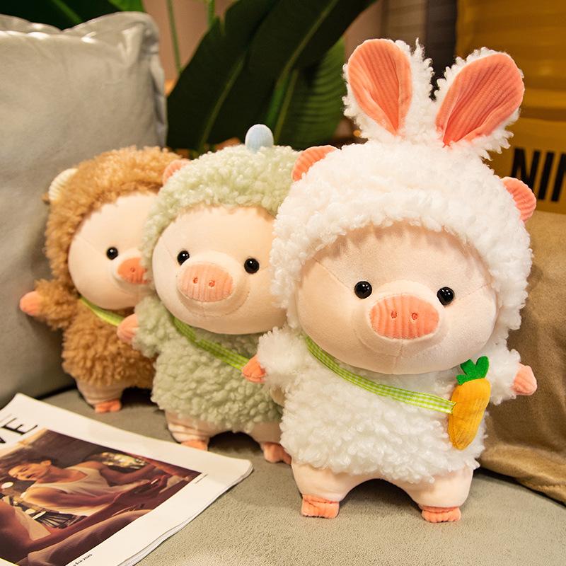 2838Cm Lovely Pig Plush Toy Creative Cosplay Rabbitbear Doll Soft Stuffed Animals Toy For Children Baby Kawaii Birthday Gift