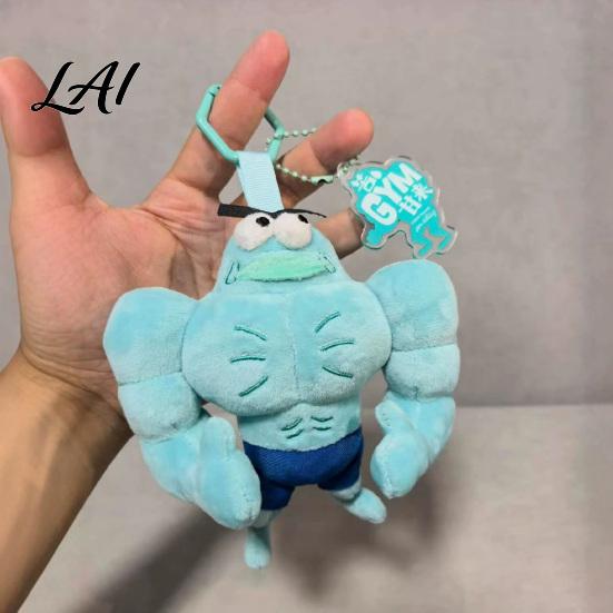 Exquisite Embroidered Plush Toy Funny Buff Muscle Fish Keychain Cartoon Stuffed Novelty Man Keyring Pendant Soft Bag Charm Key Ring Creative