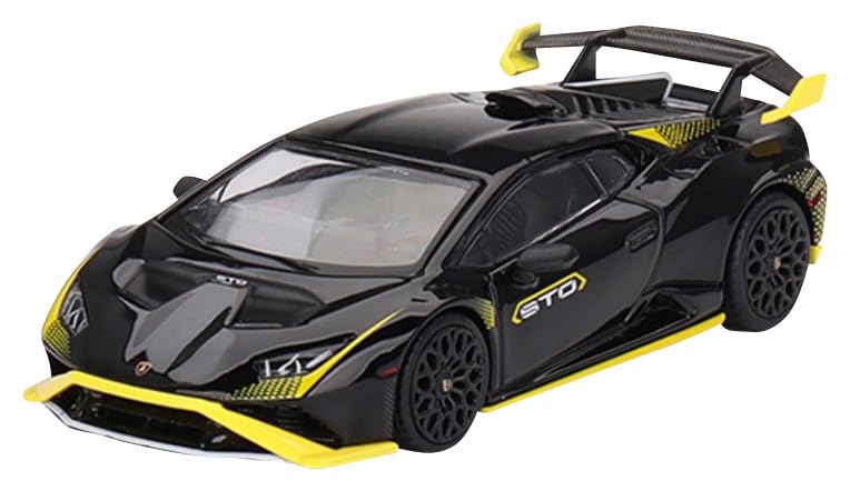 TrueScale Miniatures MINI GT Lamborghini Huracan STO Nero Noctis Drive Finished Model 1/64 Left-Hand