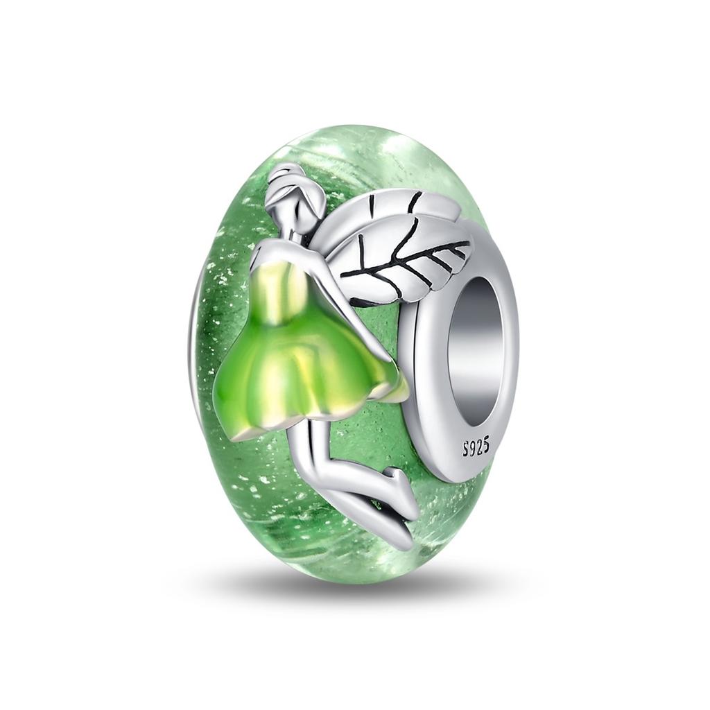 Authentic Original Copper Metal Charm Bead Components Luxury Green Fairy Glass Bead Components Compatible With Bracelet High Quality Fine Jewelry Do