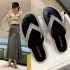 Women's Shoes Soft Sole Flip Flop Sandals Transparent Rhinestone Flat Sole Comfortable Outdoor Sandals Elegant Women's Slippers