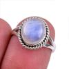 Подарочное кольцо из натурального радужного лунного камня ручной работы из чистого серебра 925 пробы S.6 S8q24