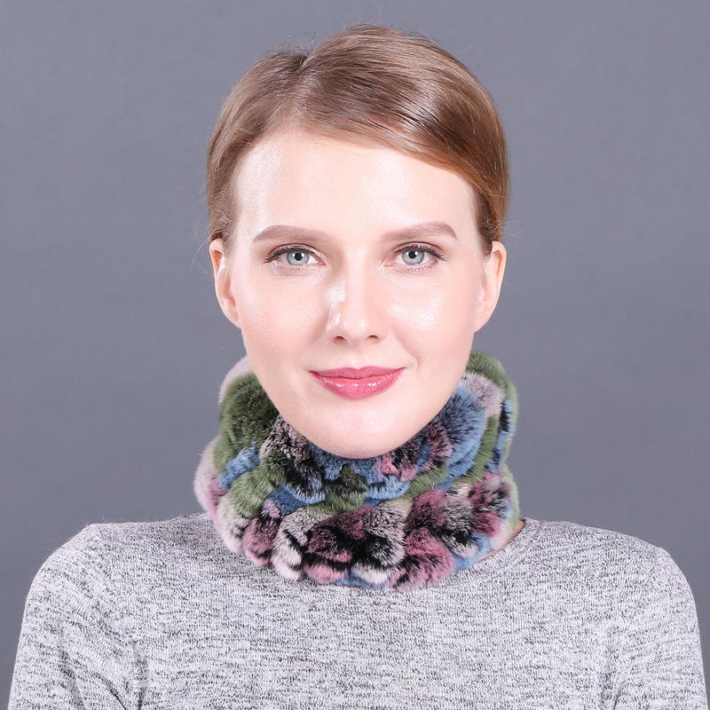 Женский осенне-зимний пуловер, теплый воротник двойного назначения, эластичный тканый меховой шарф из кроличьей шерсти Wai Rex