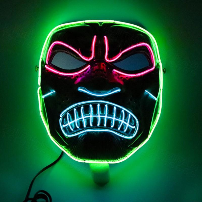 Spartan Warrior Skull Halloween Horror Mask EL Wire Glowing Costume Party Prop