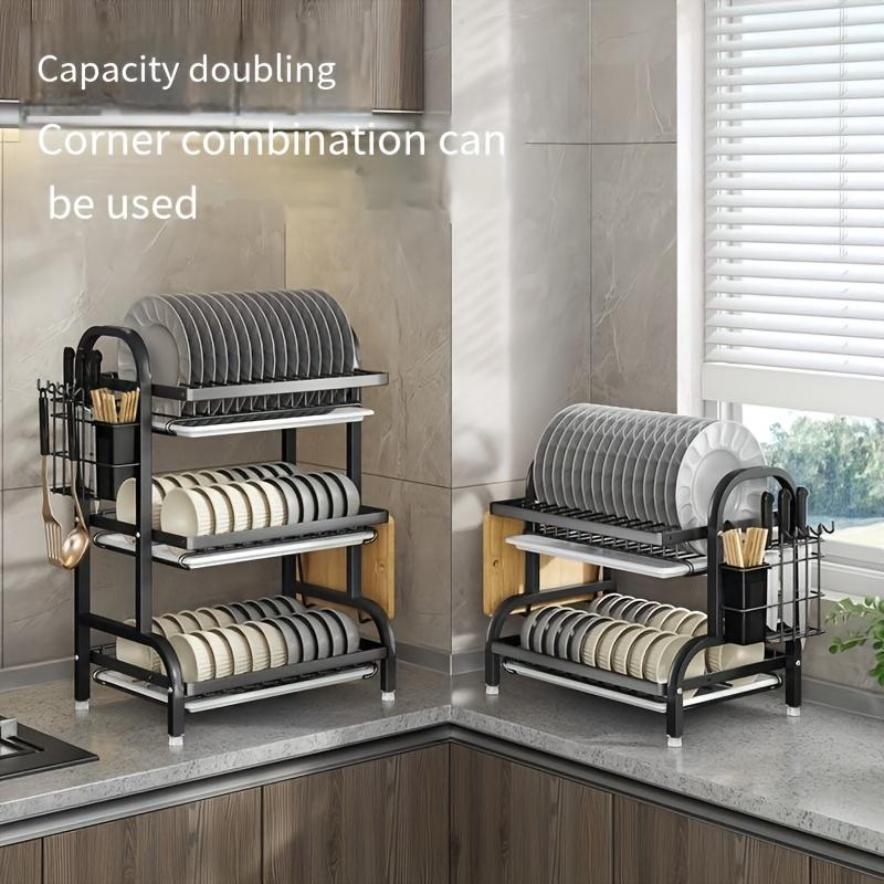 1 шт. 2/3-ярусная сушилка для посуды для кухонной столешницы, сушилки для посуды с поддоном для кухонной столешницы, металлическая сушилка для посуды с подставками для столовых приборов