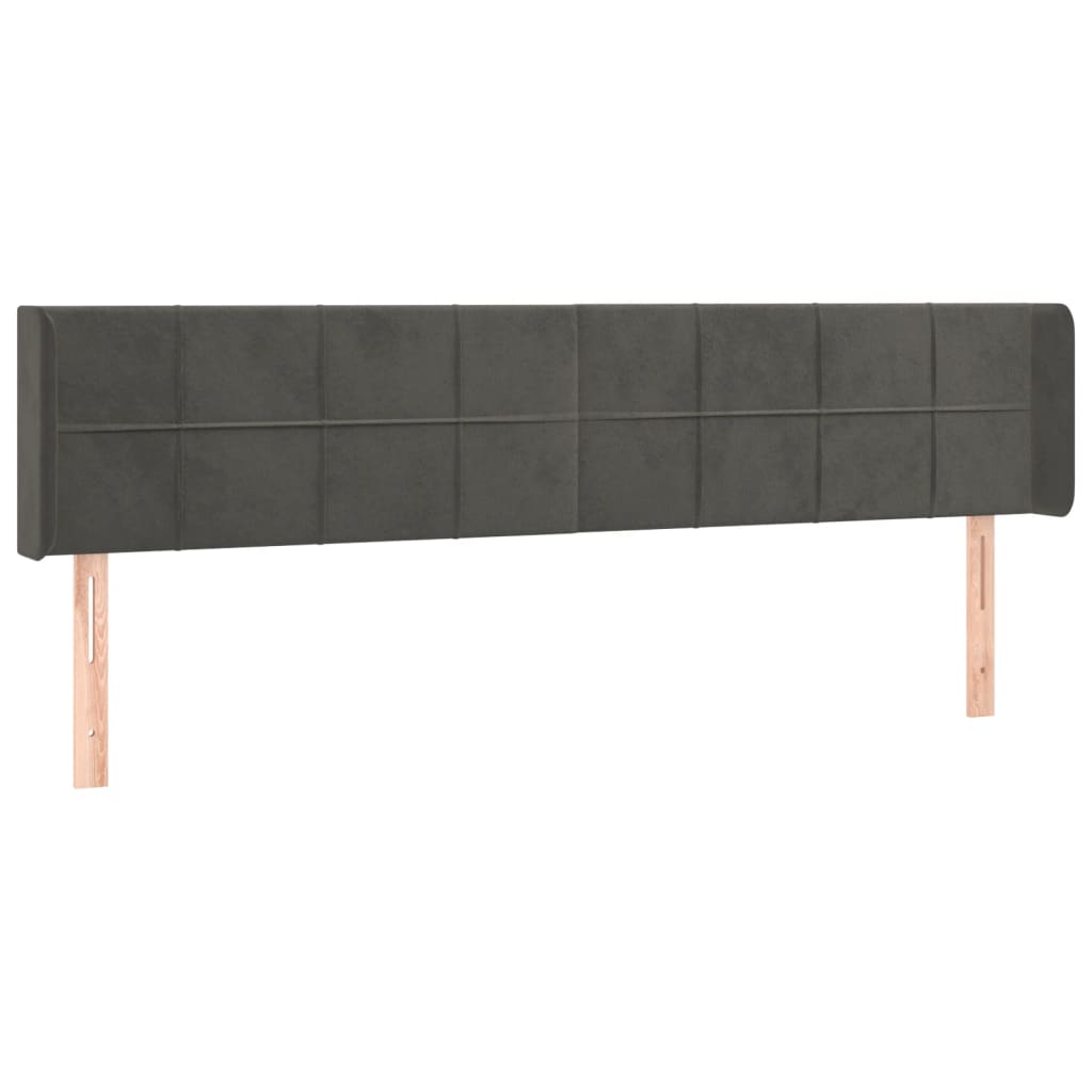 LED Headboard Dark Grey 183 x 16 x 78 88 cm Velvet