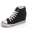 Fashion 8cm High Heels Shoes Casual Canvas Shoes Platform Wedges High Top Ladies Hidden Wedge Heels Elevator Shoes