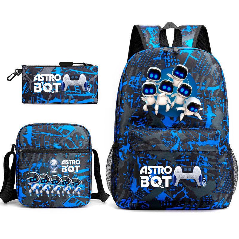 Teen Schoolbag, Universe Robot, Primary School Student Starry Sky Personality Heat Transfer Backpack Three-piece Set