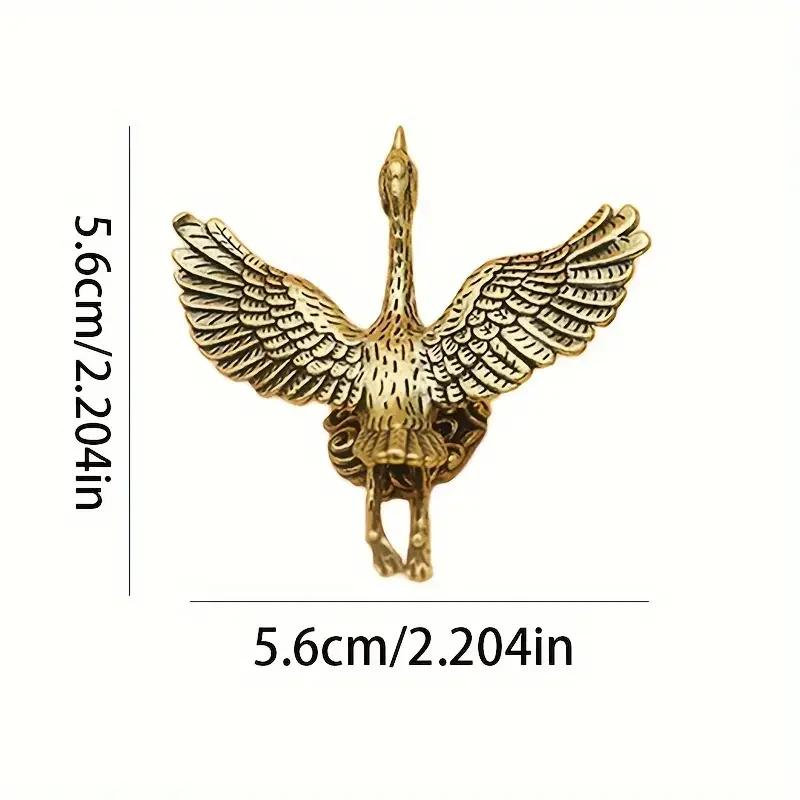 Elegant Brass Flying Crane Figurine - Vintage Style Desktop Decor, Office Art Piece, Tea Pet Accessory