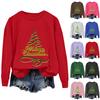 Ladies' Christmas Printed Casual Long Sleeved Round Neck Sports Hoodie Top