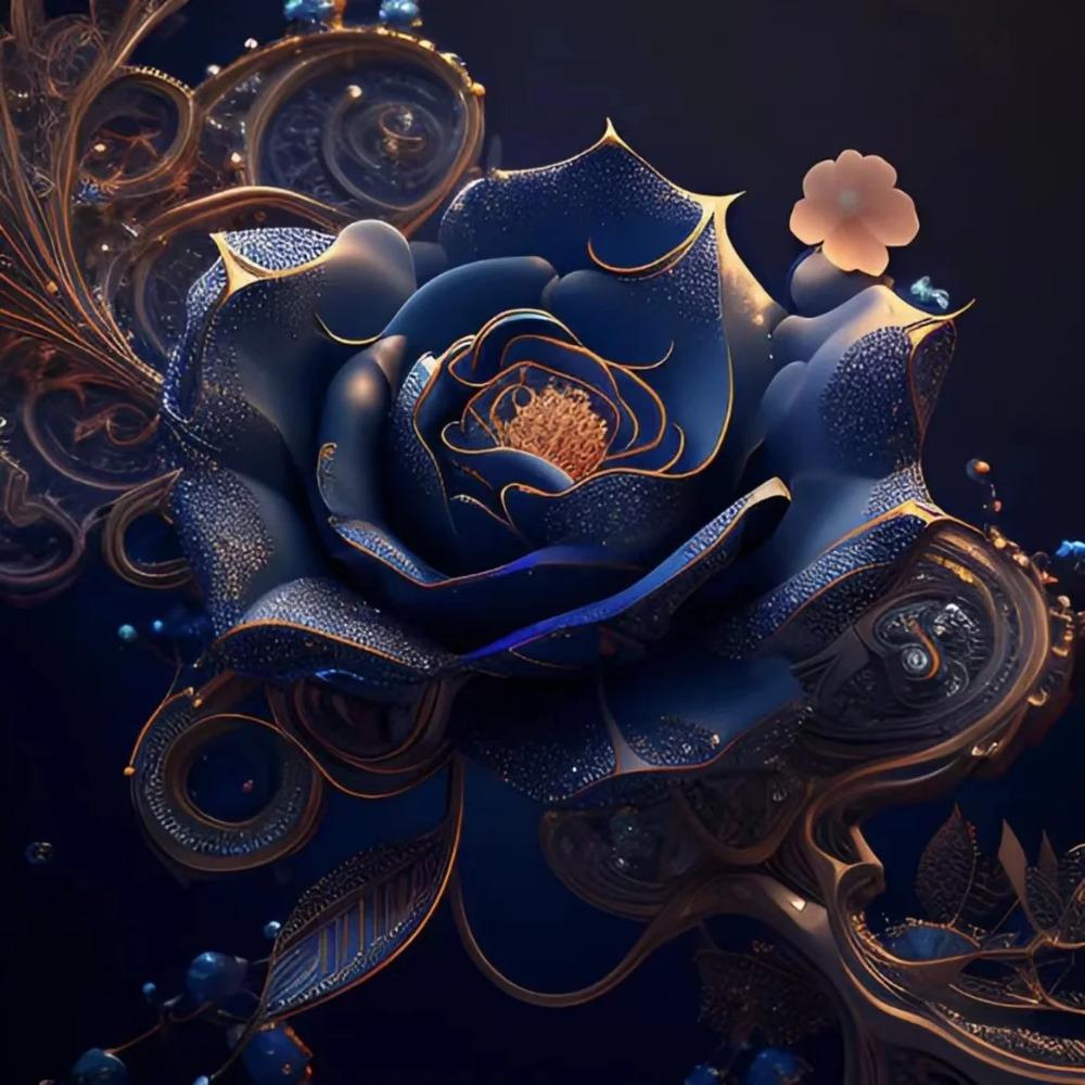 Алмазная картина, полная дрель, милое животное, круглая алмазная живопись, ручная работа, голубая роза, сделай сам, алмазная мозаика, картина, украшение дома