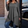 Plus Size Asymmetrical Hem Loose Long Sleeve Top (European & American Style, 2025)